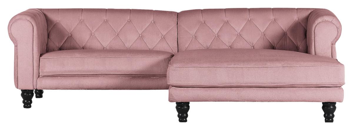 Ecksofa Jonte Rosa S: 260x160 cm - Dunkelbraun/Rosa, Design, Textil (260/160cm) - MID.YOU