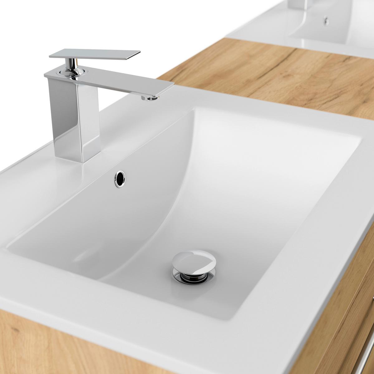 WASCHTISCHKOMBI Nero XL, Eichefarben B: 153 cm - Eichefarben/Weiß, Basics, Keramik/Holzwerkstoff (153cm) - MID.YOU