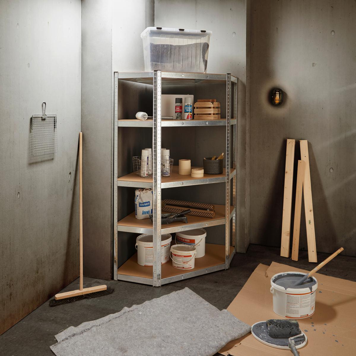 Schwerlastregal Aus Stahl Bht: 90x180x40 Cm Max. 875 Kg - Silberfarben/Naturfarben, MODERN, Holzwerkstoff/Kunststoff (90/180/40cm) - Homezone