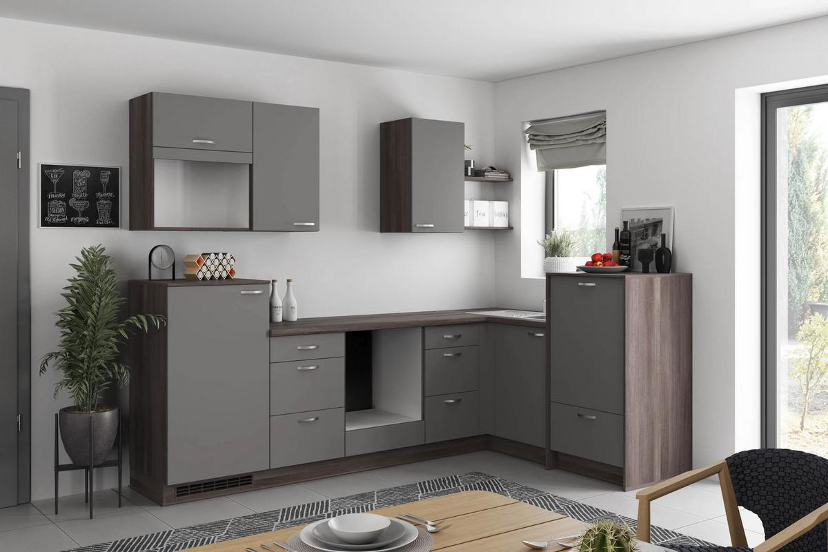 Eckküche Win - Anthrazit/Eiche grau, MODERN, Holzwerkstoff (280/178cm) - Express
