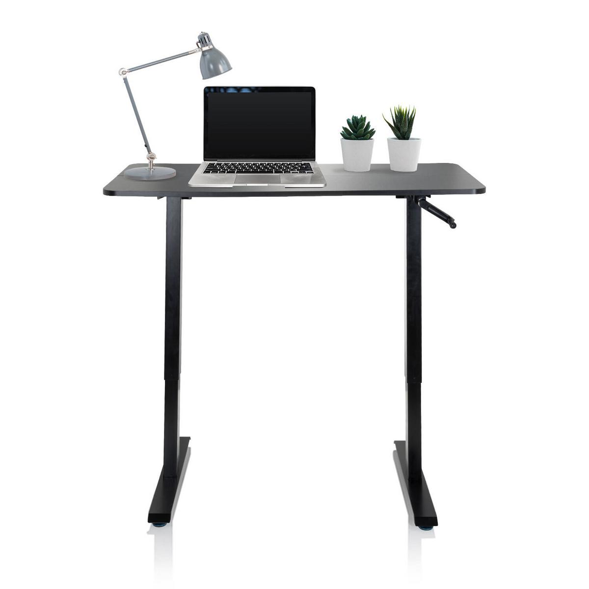 Schreibtisch Stand Cr Schwarz Höhenverstellbar B: 120 Cm - Schwarz, MODERN, Holzwerkstoff/Metall (120/74/60cm) - MID.YOU