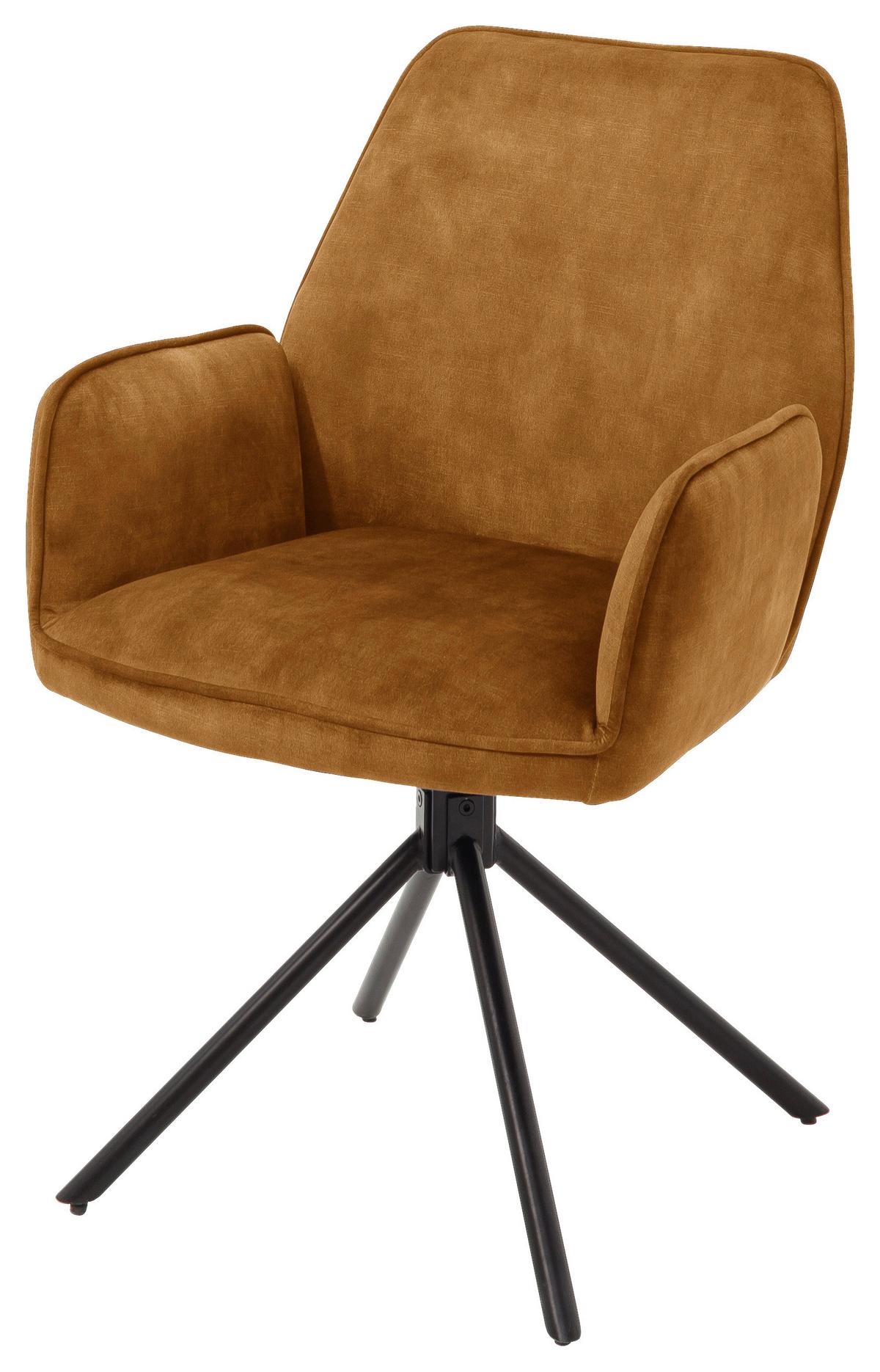 ŽIDLE S PODRUČKAMI OTTAWA - curry žlutá/černá, Moderní, kov/textil (60/89/64cm) - Premium Living