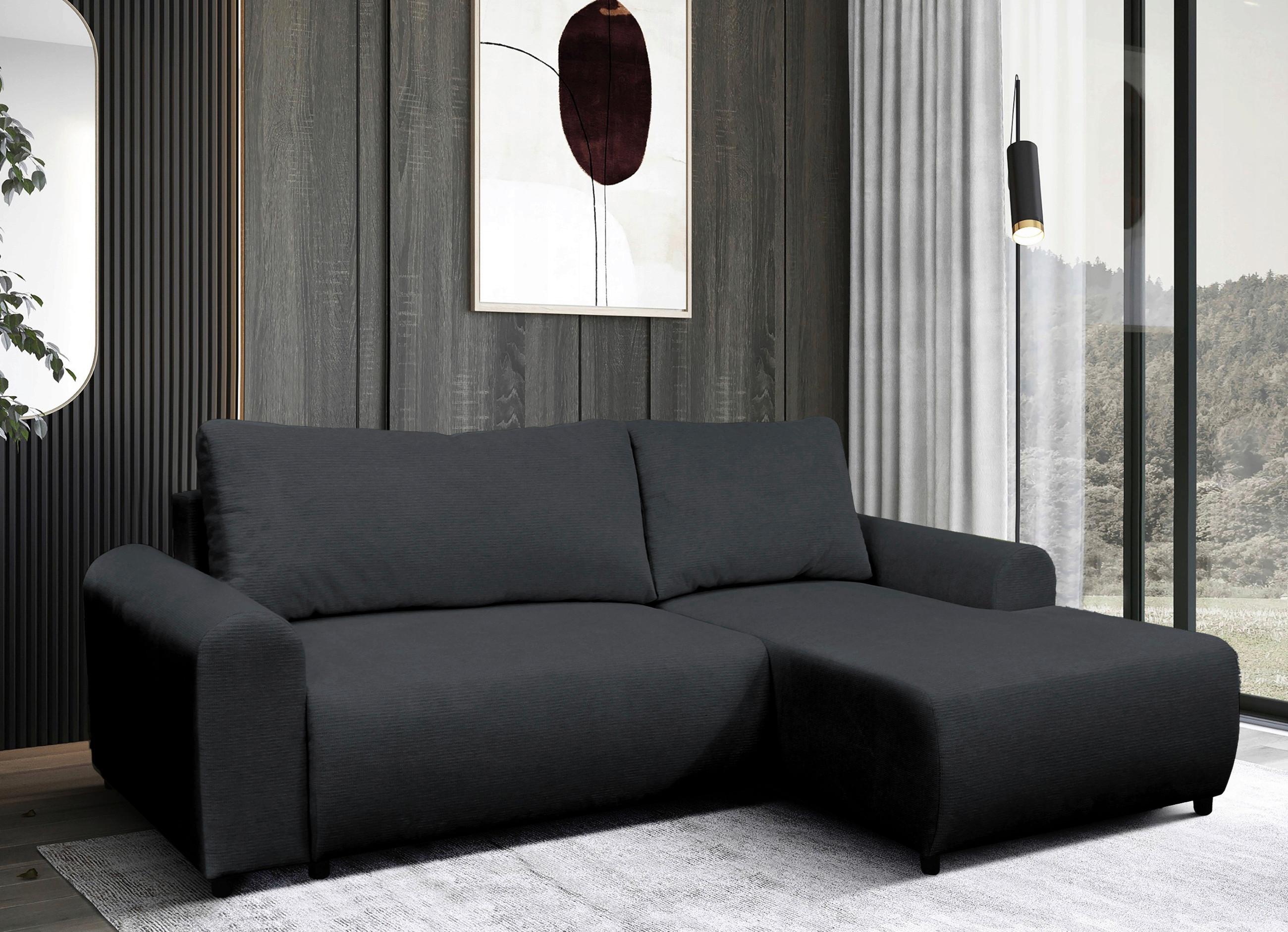 Ecksofa Velo Schwarz S: 250x160 cm - Schwarz, Design, Textil (250/160cm) - MID.YOU