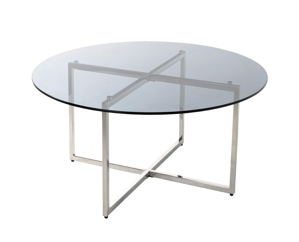 Dohányzóasztal Ricardo 2 - nemesacél/szürke, Modern, Üveg/fém (75/75/45cm)