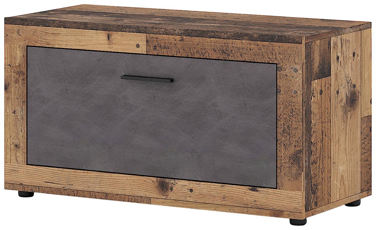 Garderobenbank Luna B: 88,9cm + Schuhablage Graphitfarben - Alteiche/Graphitfarben, Design, Holzwerkstoff/Kunststoff (88,9/48/40cm) - MID.YOU