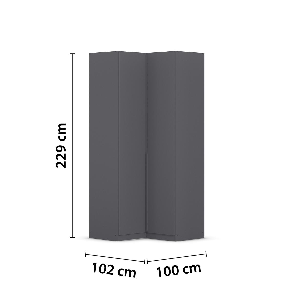 Eckkleiderschrank Alabama Grau Metallic B: 100 Cm - Grau, MODERN, Holzwerkstoff (100/229/102cm) - Rauch Möbel