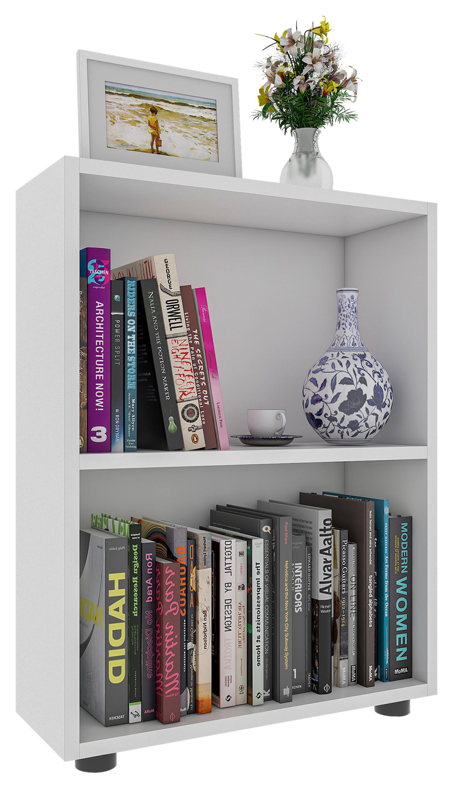 Regal Bulas B: 55 cm Weiß - Schwarz/Weiß, MODERN, Holzwerkstoff (55/72/20cm) - MID.YOU