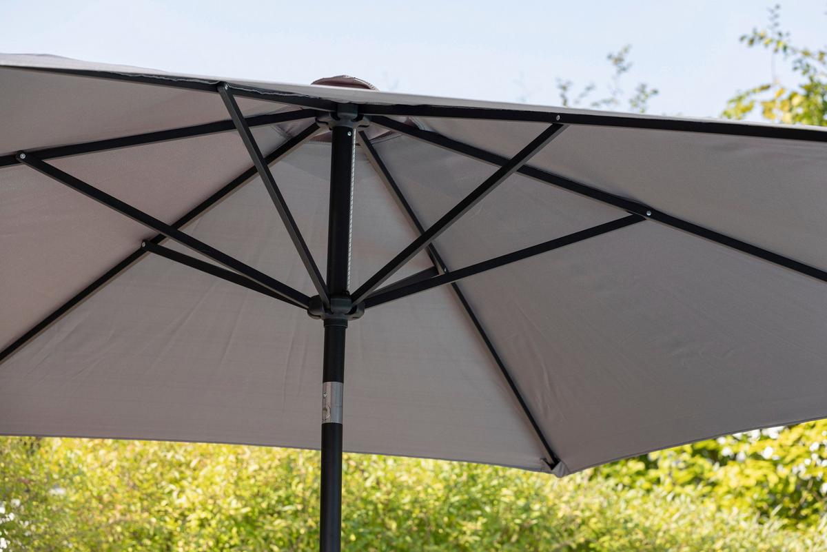Sonnenschirm Leeds DM: 300cm H: 243cm Grau - Grau, KONVENTIONELL, Textil/Metall (300/300cm) - Gardenson