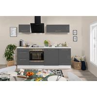 Küchenzeile mit Geräten 220 cm Grau/Weiß - Schwarz/Weiß, KONVENTIONELL, Holzwerkstoff (220cm) - Respekta
