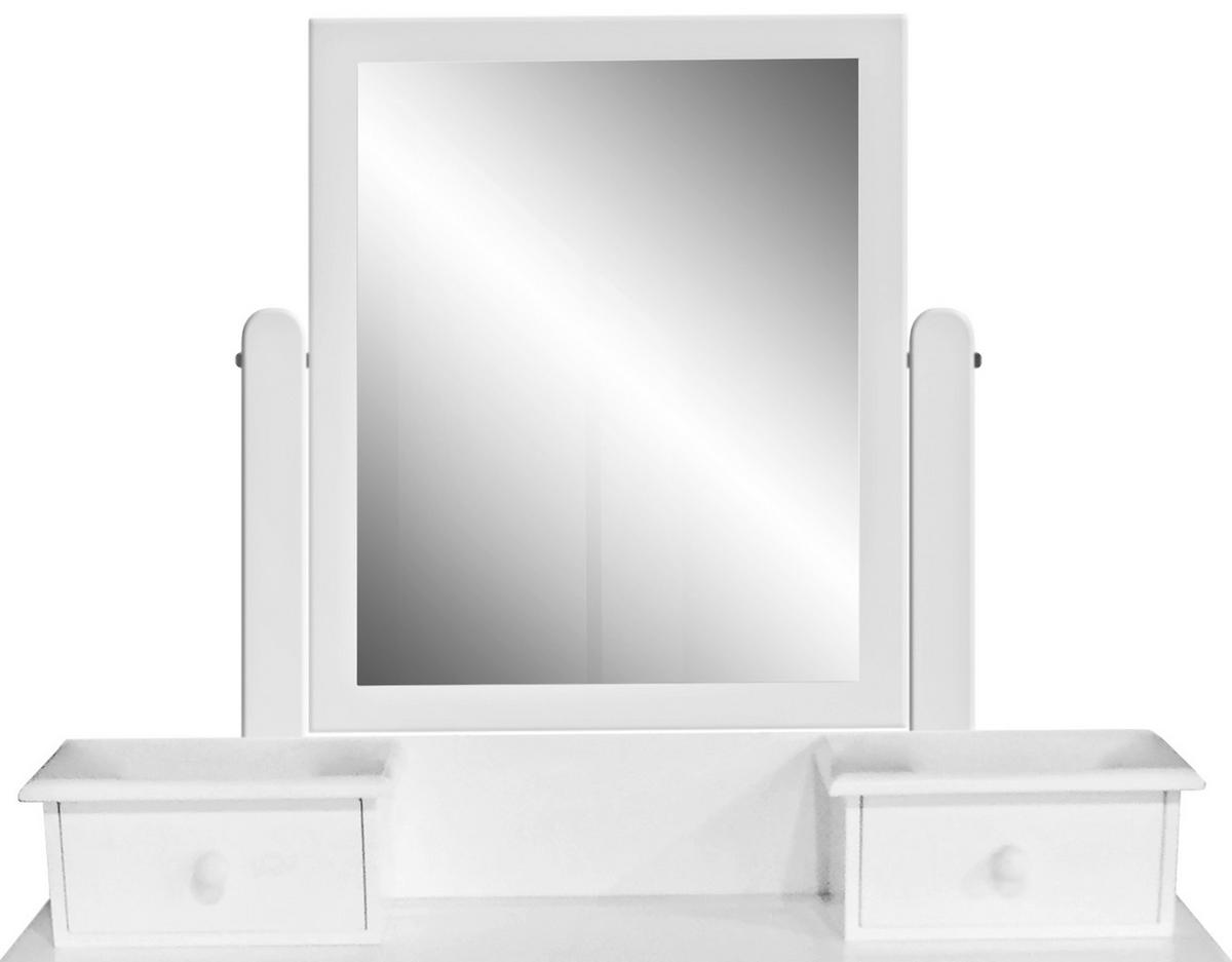 Schminktisch Vanessa Weiß B: 80 cm mit Laden + Spiegel - Weiß, MODERN, Glas/Holz (80/132/40cm)