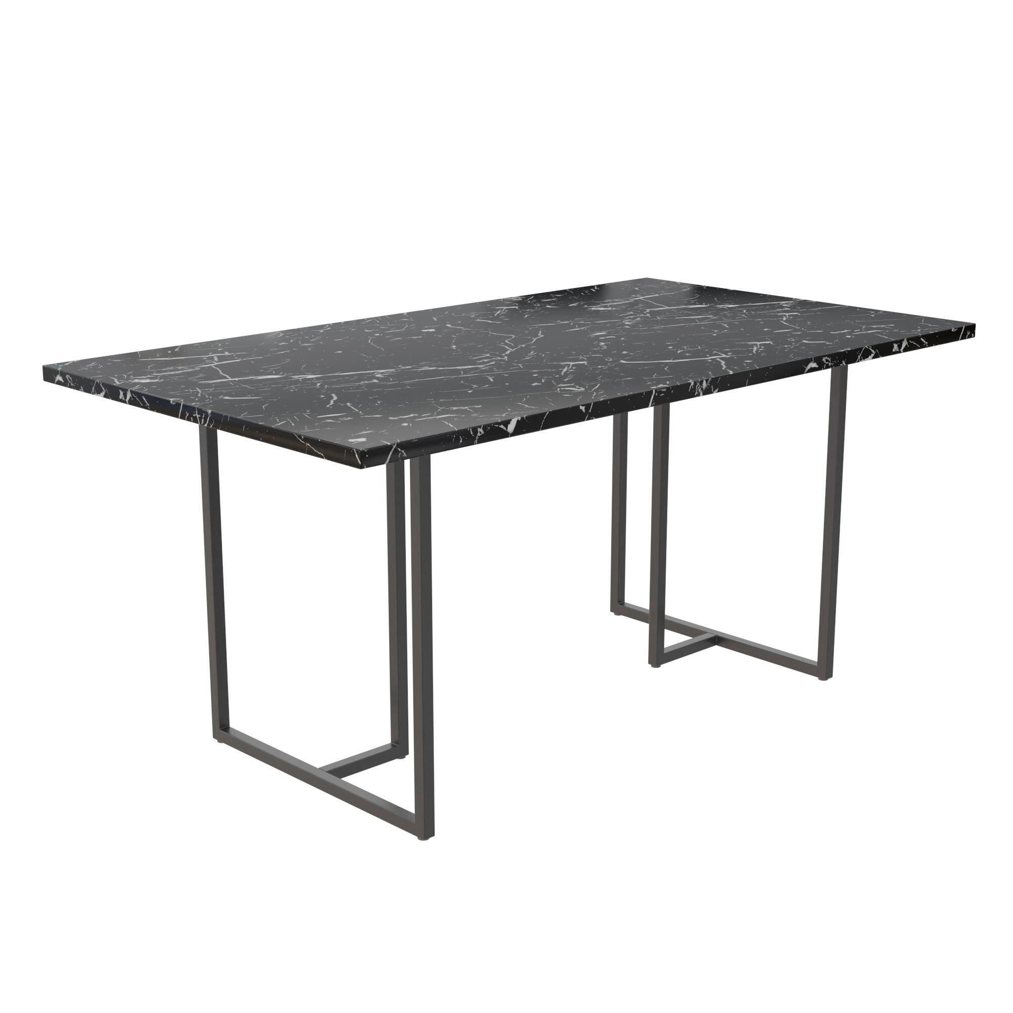 Essttisch Astor 160x90 Marmoroptik - Schwarz, Design, Holzwerkstoff/Metall (160/90/75cm) - MID.YOU