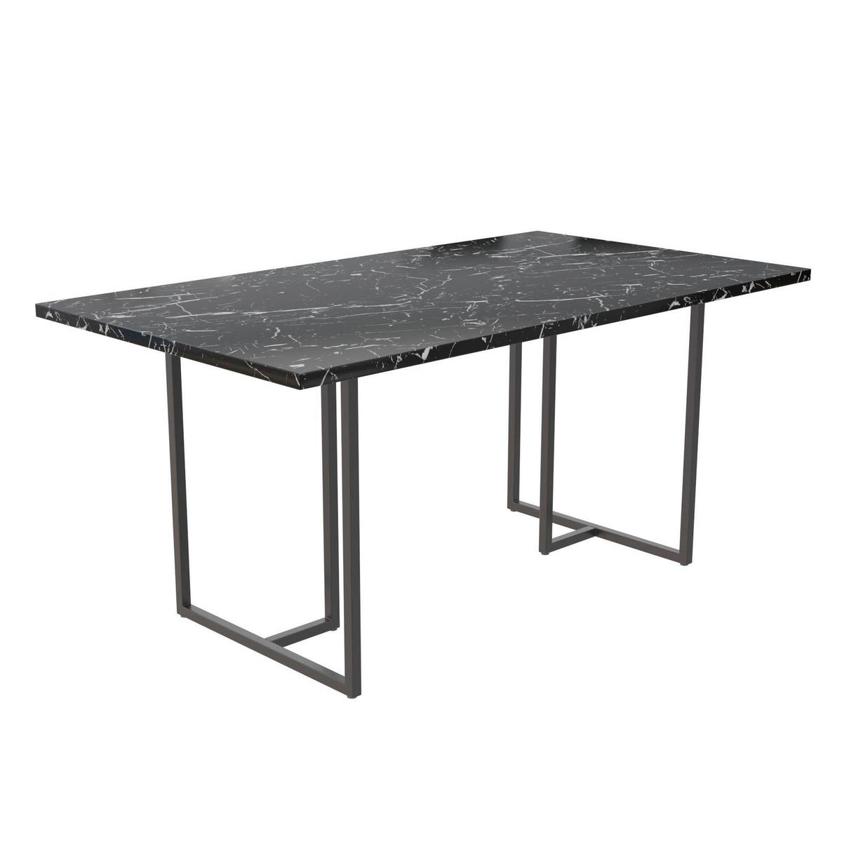 Essttisch Astor 160x90 Marmoroptik - Schwarz, Design, Holzwerkstoff/Metall (160/90/75cm) - MID.YOU