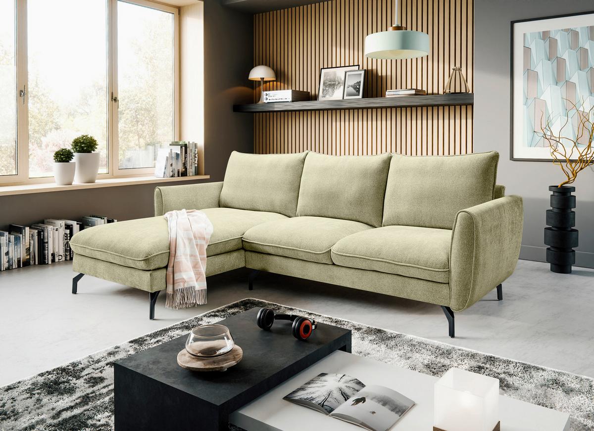 Ecksofa Toronto Grün S: 165x259cm - Schwarz/Grün, Basics, Holz/Textil (165/259cm) - MID.YOU