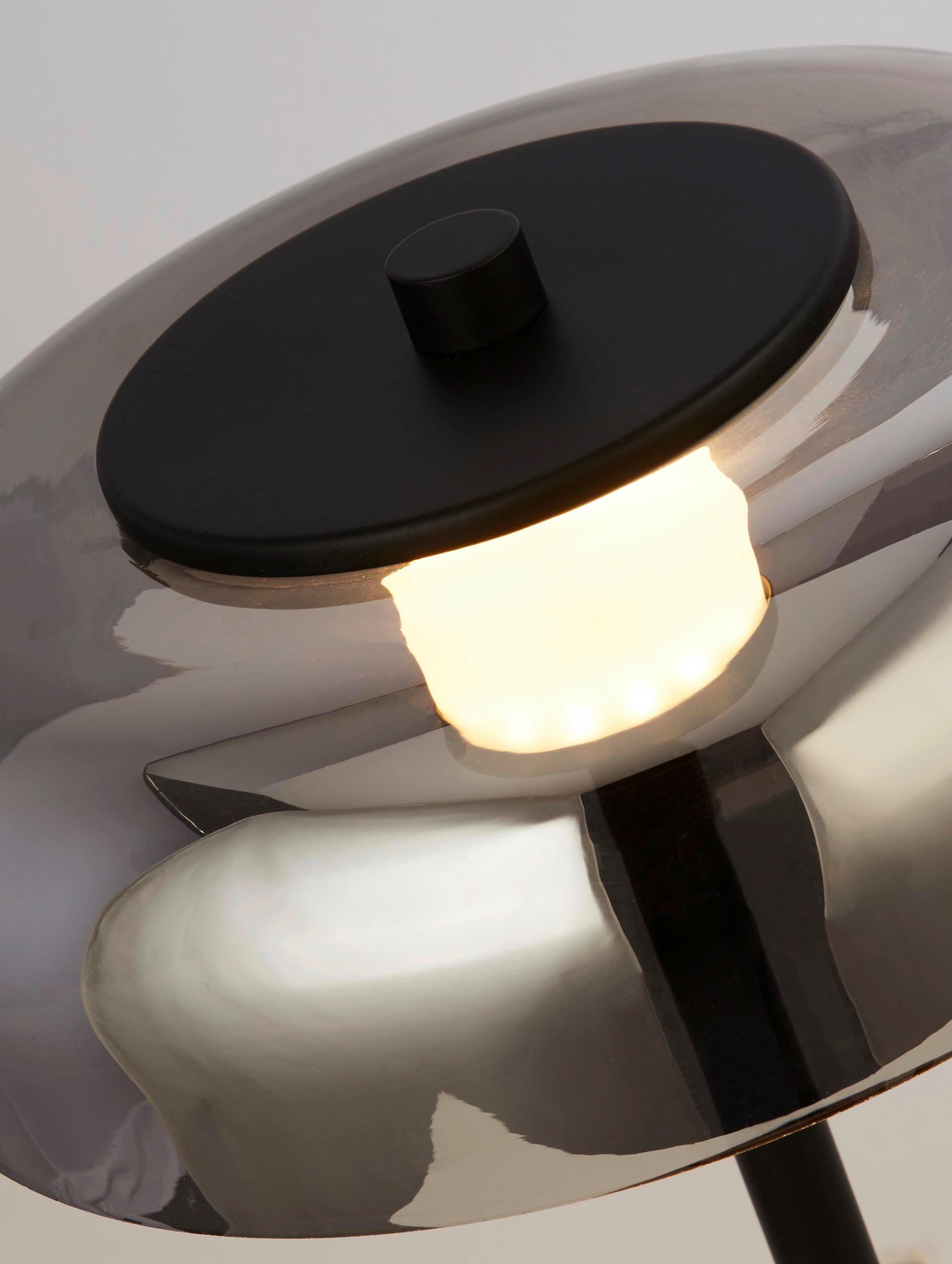 LED-Stehleuchte Frisbee Eu59802-1sm - Schwarz, Basics, Glas/Metall (30/146cm)