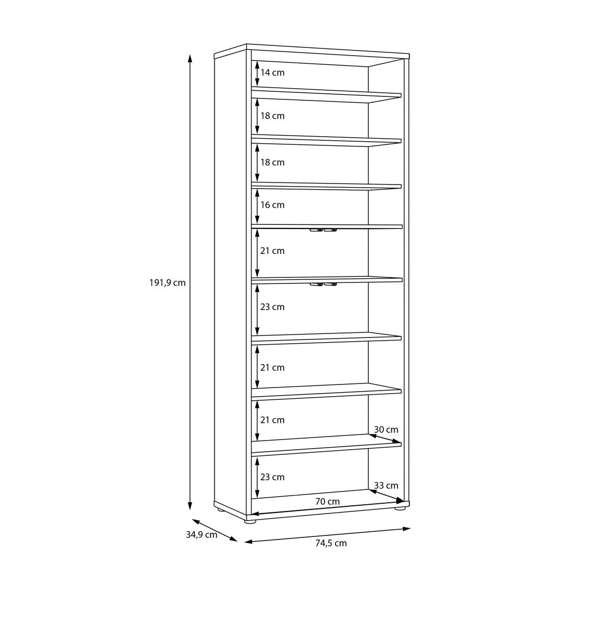 Botník barva TAUPE - šedá/šedohnědá, Moderní, kompozitní dřevo/plast (74,5/191,9/34,9cm)