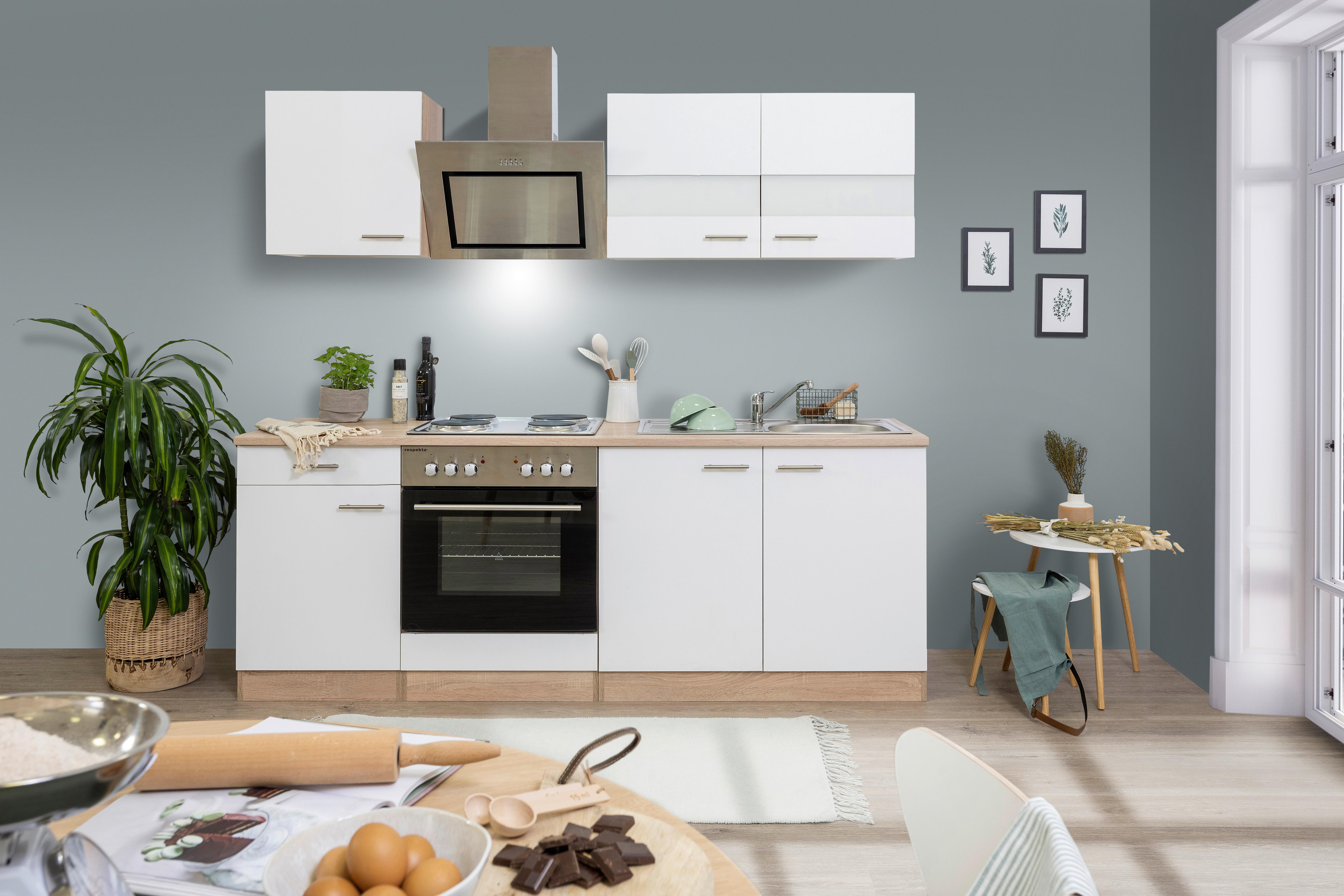 Küchenblock Merle Küchenblock 210 cm - Eichefarben/Weiß, Basics, Holzwerkstoff (210cm) - Respekta