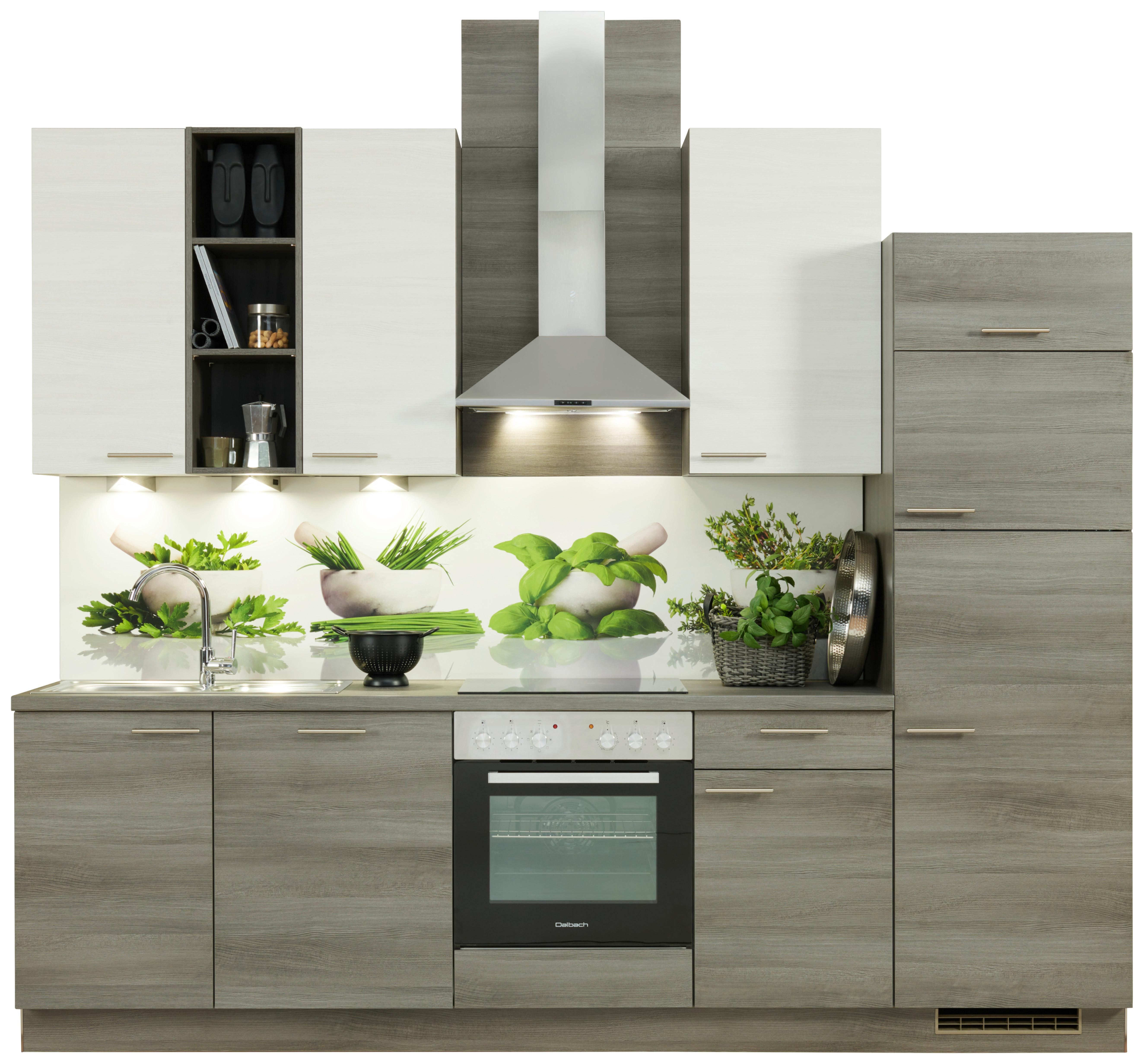 Küchenzeile Plan mit Geräten B: 280 cm Weiß/Eiche Dekor - Trend, Holzwerkstoff (280cm) - Express