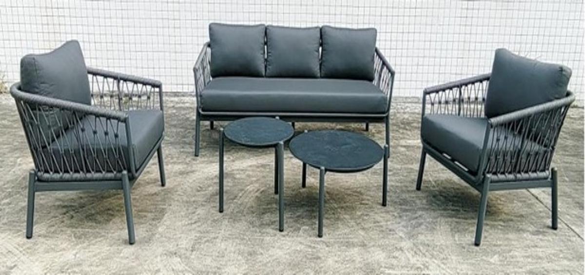 GARTENSET HAVEN - Anthrazit, MODERN, Glas/Kunststoff - Gardenson