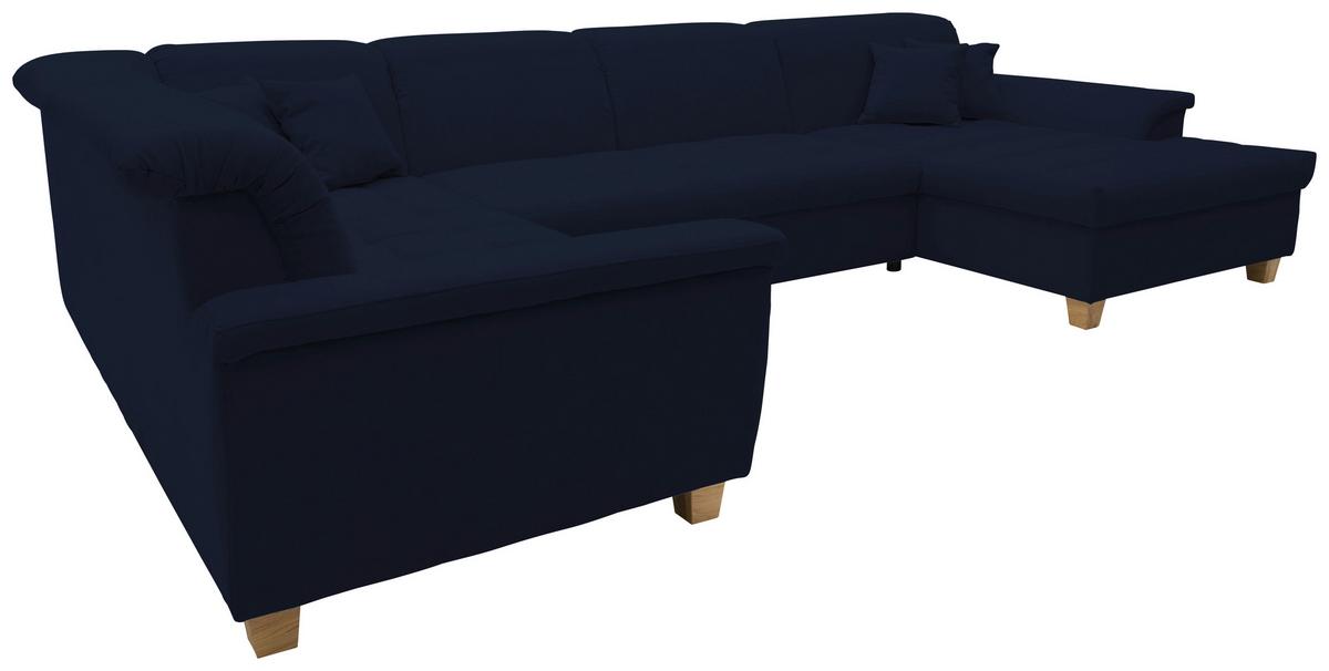 Wohnlandschaft Franzi Blau Mikrofaser - Eichefarben/Dunkelblau, KONVENTIONELL, Textil (206/344/162cm) - MID.YOU