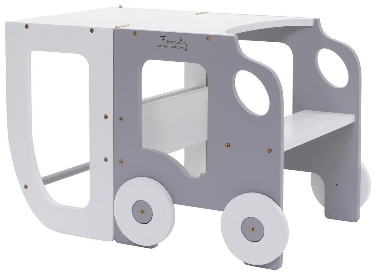 Hochstuhl Car Step Stool Aus Holz Grau/weiß - Weiß/Grau, Basics, Holz (38/90/40cm)