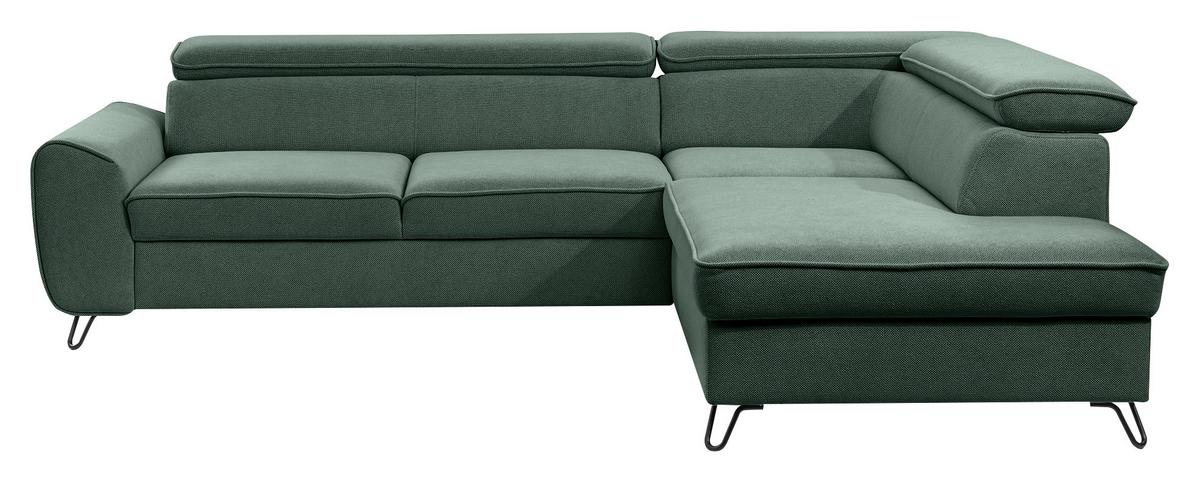 Rohová sedačka IDYLLA, pravá lesní zelená,úl.prostor,lůžko - černá/lesní zelená, Design, kov/textil (250/200cm)