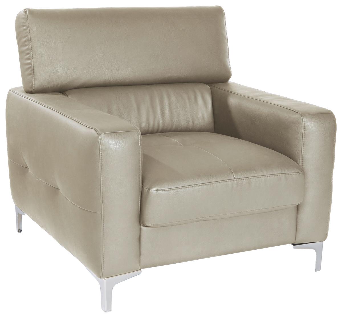Polstersessel Sammy Grau Leder - Chromfarben/Grau, Design, Leder (99/78-92/106cm) - Livetastic