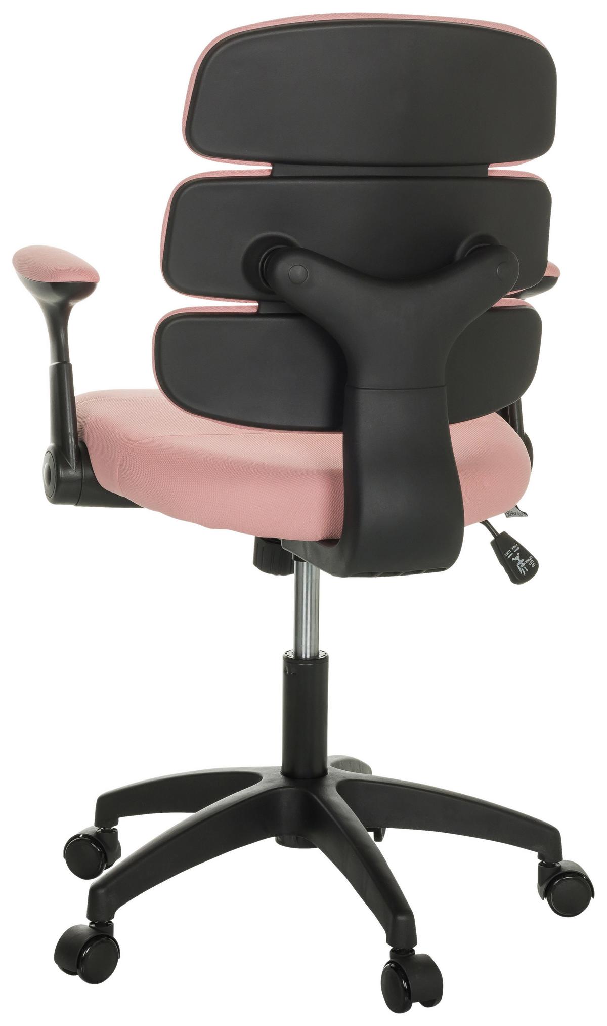 Jugenddrehstuhl Kid Ergolino B mit Armstützen Rosa Bis 100 Kg - Schwarz/Rosa, Basics, Kunststoff/Textil (62/86-97/62cm) - MID.YOU