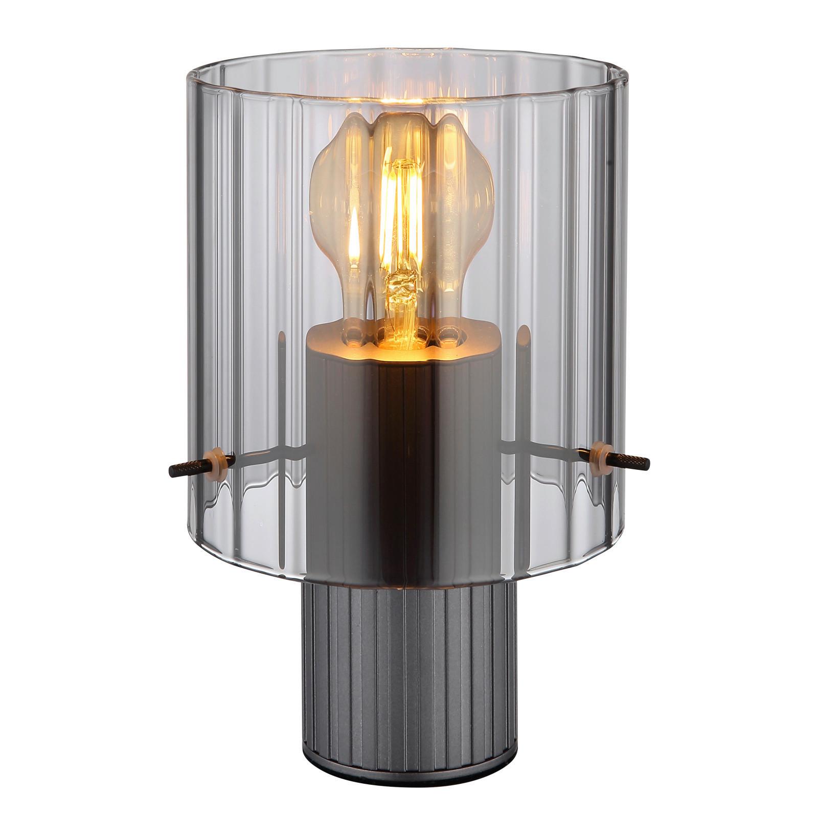 Tischleuchte 15904ts - Dunkelgrau, Design, Glas/Metall (14/22cm) - Globo