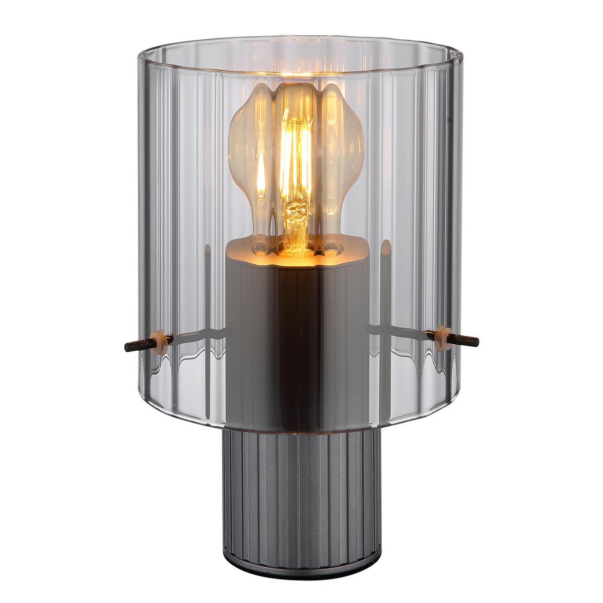Tischleuchte 15904ts - Dunkelgrau, Design, Glas/Metall (14/22cm) - Globo