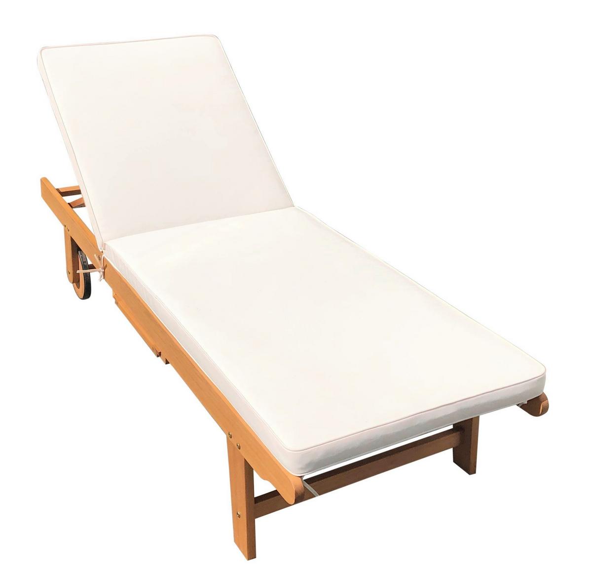 Sonnenliege San Diego - Beige/Braun, Basics, Holz/Textil (64/89/83cm) - Gardenson