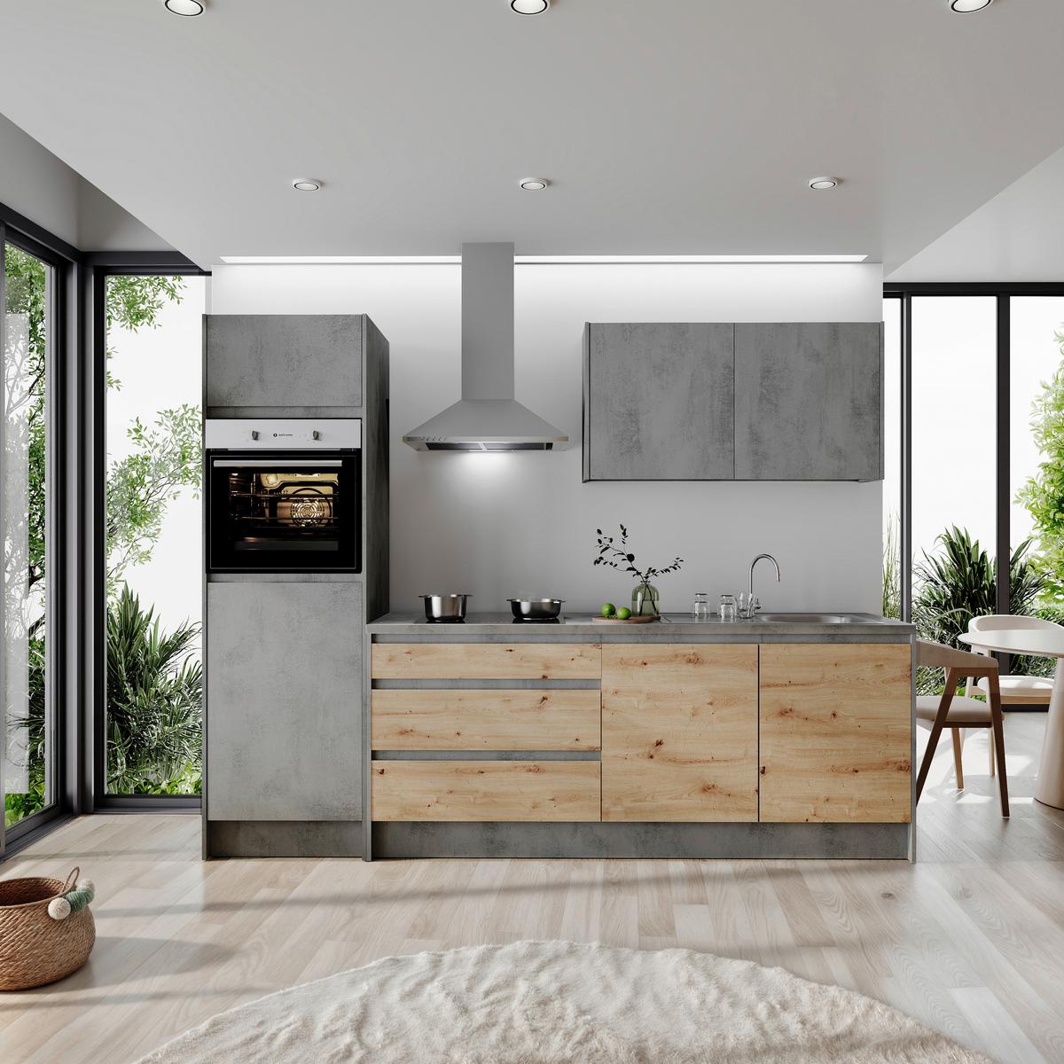 Küchenblock Troja Anthr./Eiche Dekor B: 273 cm - Anthrazit/Eiche Artisan, Design, Holzwerkstoff (273cm) - MID.YOU