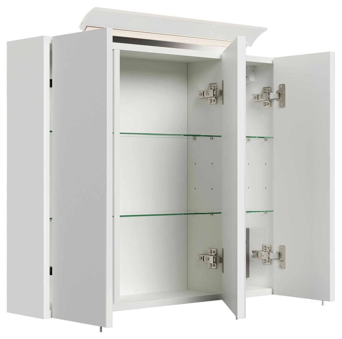 Spiegelschrank Weiß Hochglanz B: 75 cm - Weiß Hochglanz, MODERN, Glas/Holzwerkstoff (75/62/17cm) - MID.YOU