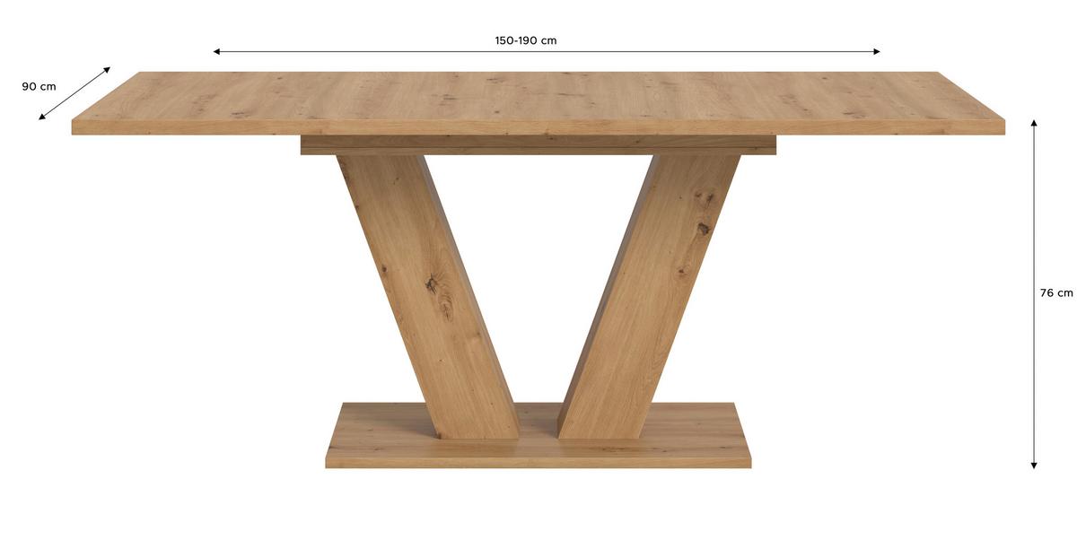 Ausziehtisch Marlon 150 Az Melamin Artisan, B: 150-190 cm - Eiche Artisan, Trend, Holzwerkstoff (150-190/76/90cm)