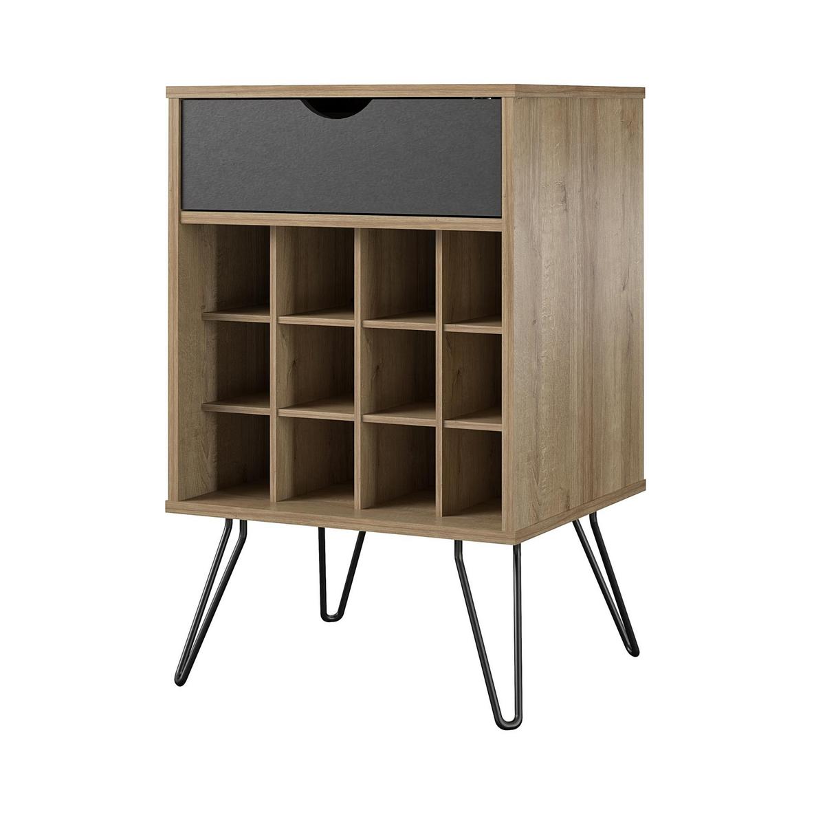 Weinregal Concord Braun 51 cm - Eichefarben/Schwarz, Design, Holzwerkstoff/Metall (51/80/45cm) - MID.YOU