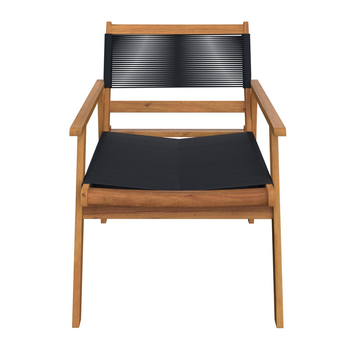 Terasová sedací souprava ENRICA - černá/barvy akácie, Moderní, dřevo/plast (120/84/70cm) - Bessagi Garden