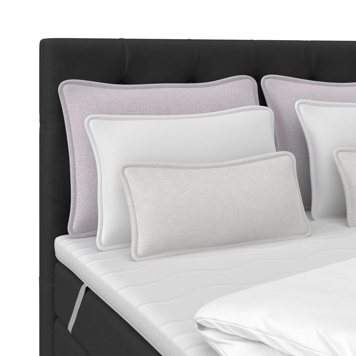 Boxspringbett Elio Schwarz 140x200 cm H4 - Schwarz, ROMANTIK / LANDHAUS, Textil (144/121/212cm) - James Wood