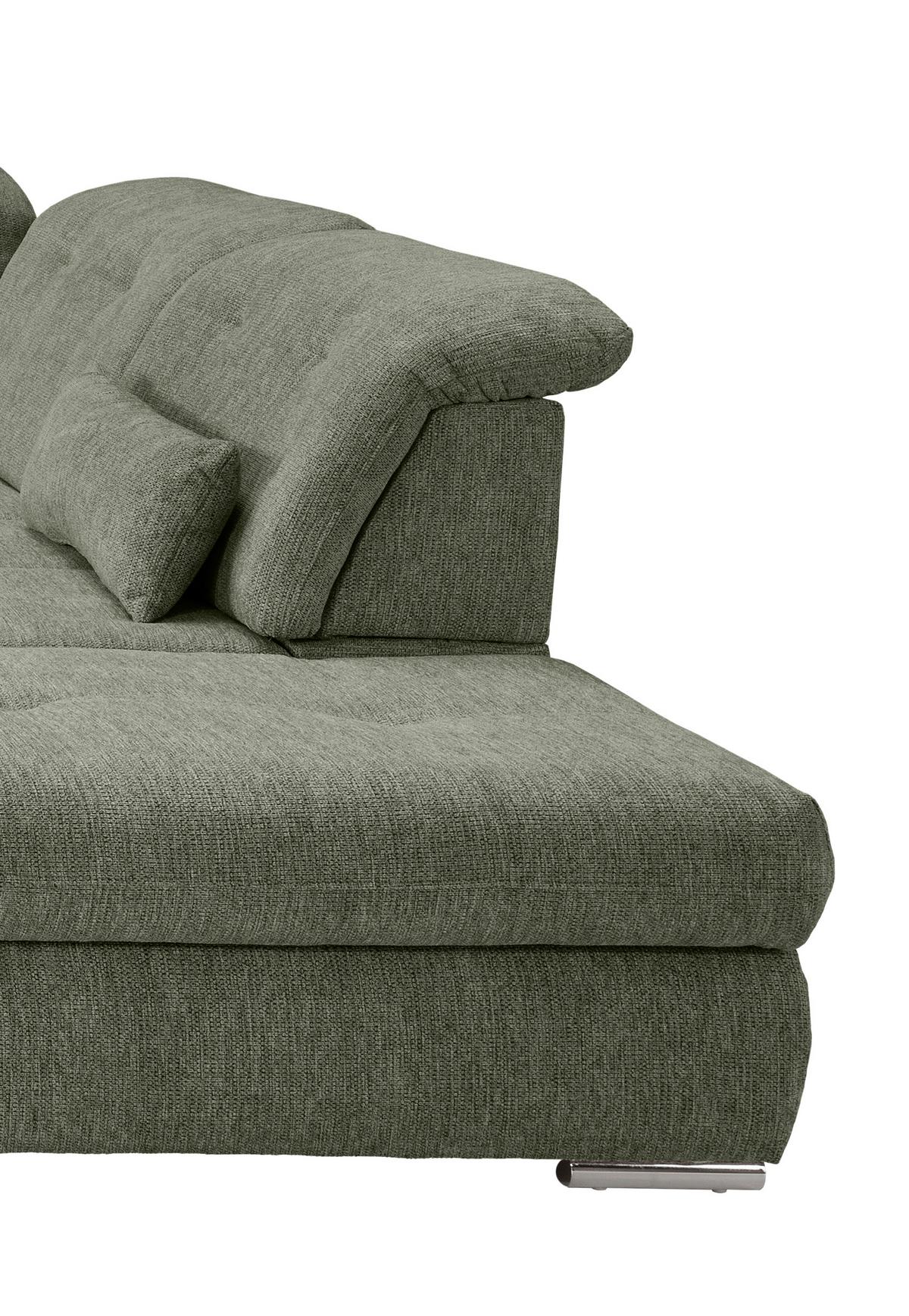 Wohnlandschaft Dalida Dunkelgrün U: 195x376x254 Cm - Chromfarben/Dunkelgrün, Design, Textil (195/376/254cm) - Livetastic