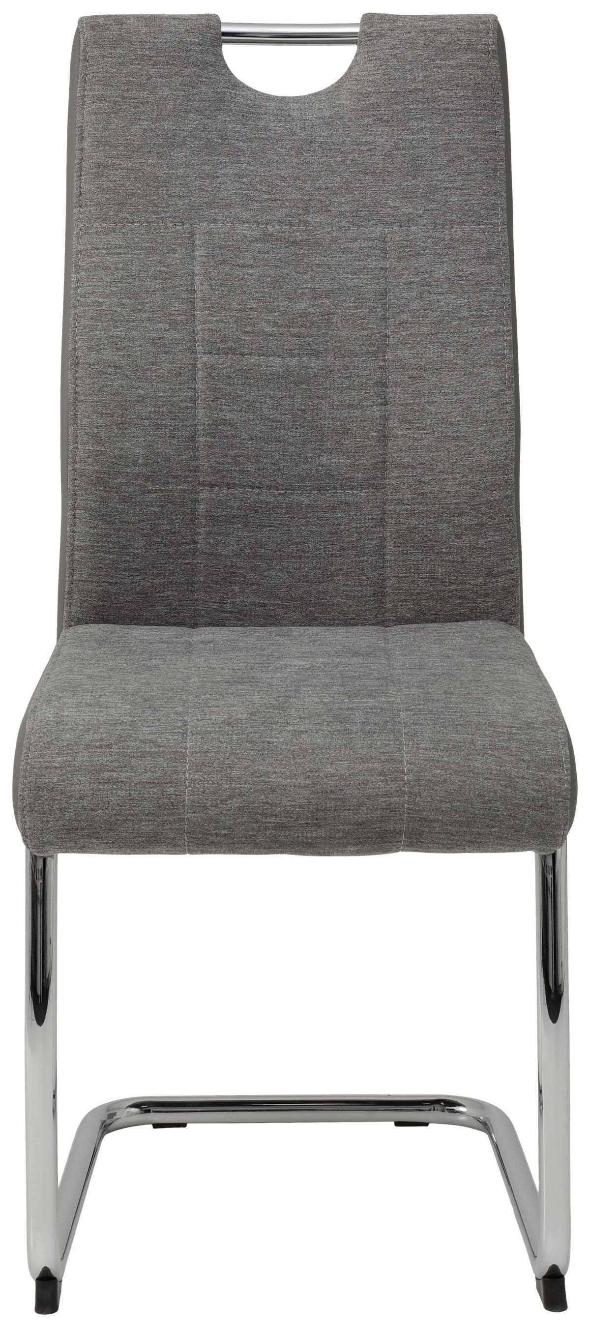 Schwingstuhl Alina Grau Mit Gripp 2er-Set - Chromfarben/Grau, MODERN, Textil/Metall (43/98/59cm) - MID.YOU