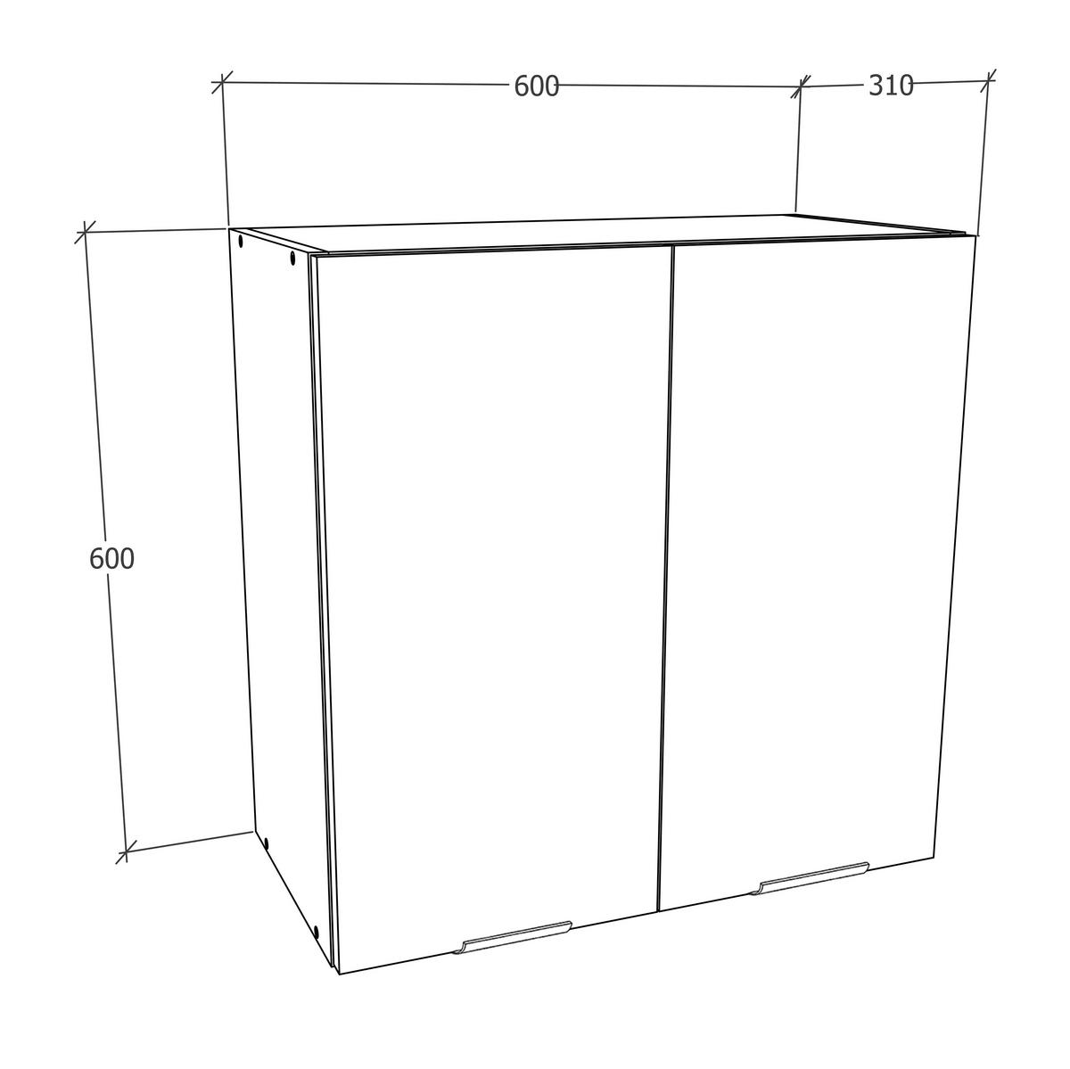 Küchenoberschrank Fasola 60 cm Weiß 2 Drehtüren - Weiß, Trend, Holzwerkstoff/Kunststoff (60/60/31cm) - MID.YOU