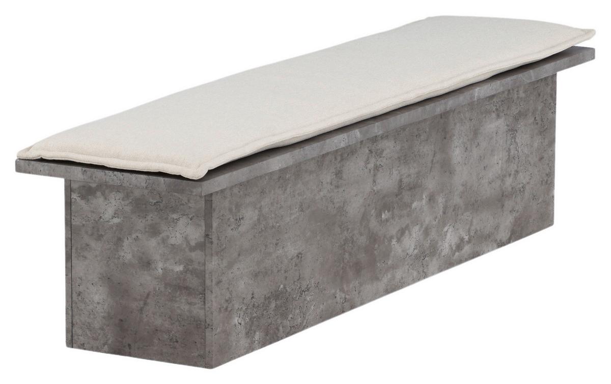 Sitzbank Kellogg - Weiß/Grau, Design, Holzwerkstoff/Textil (160/45/40cm) - Livetastic