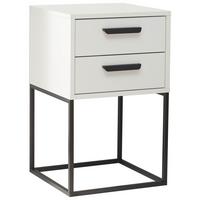 Noční stolek SUNA 2 zásuvky dekor bílá - bílá/černá, Moderní, kov/kompozitní dřevo (40/65/38,5cm)
