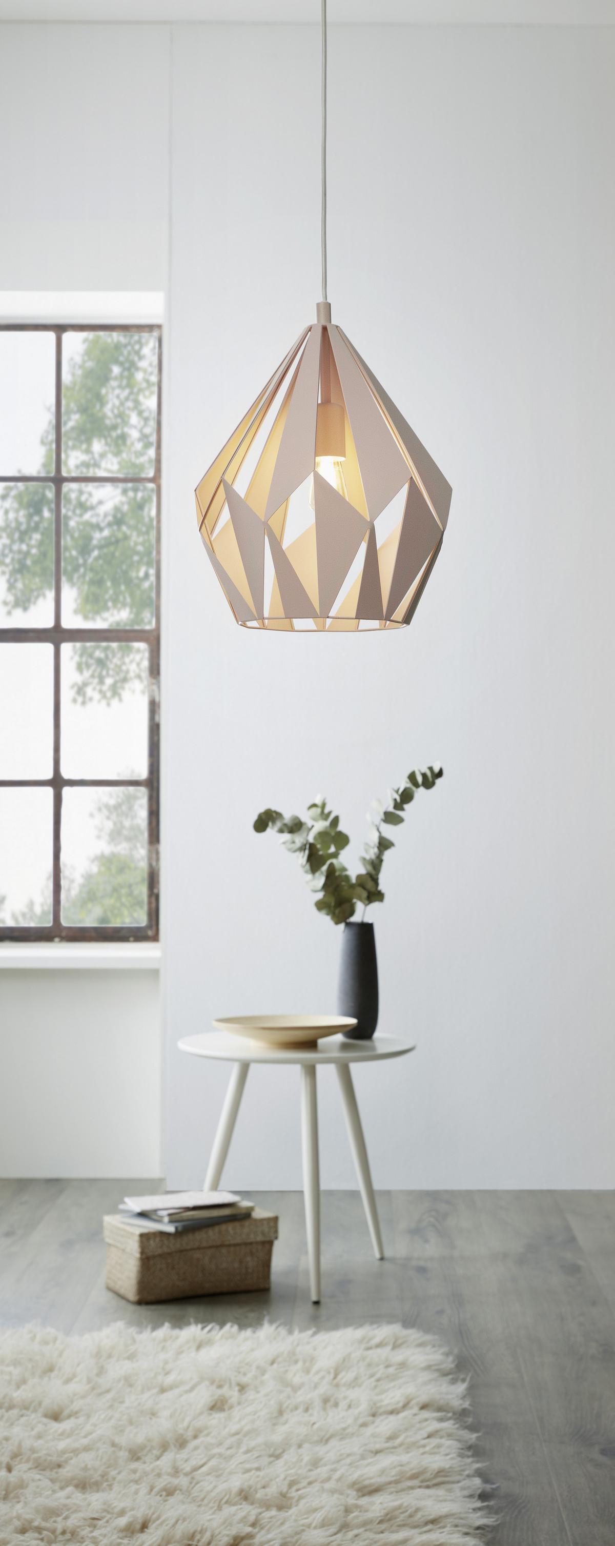 Hängeleuchte Carlton-P H: 150 cm, mit Metall-Fassung - Hellrosa, LIFESTYLE, Metall (31/150cm)