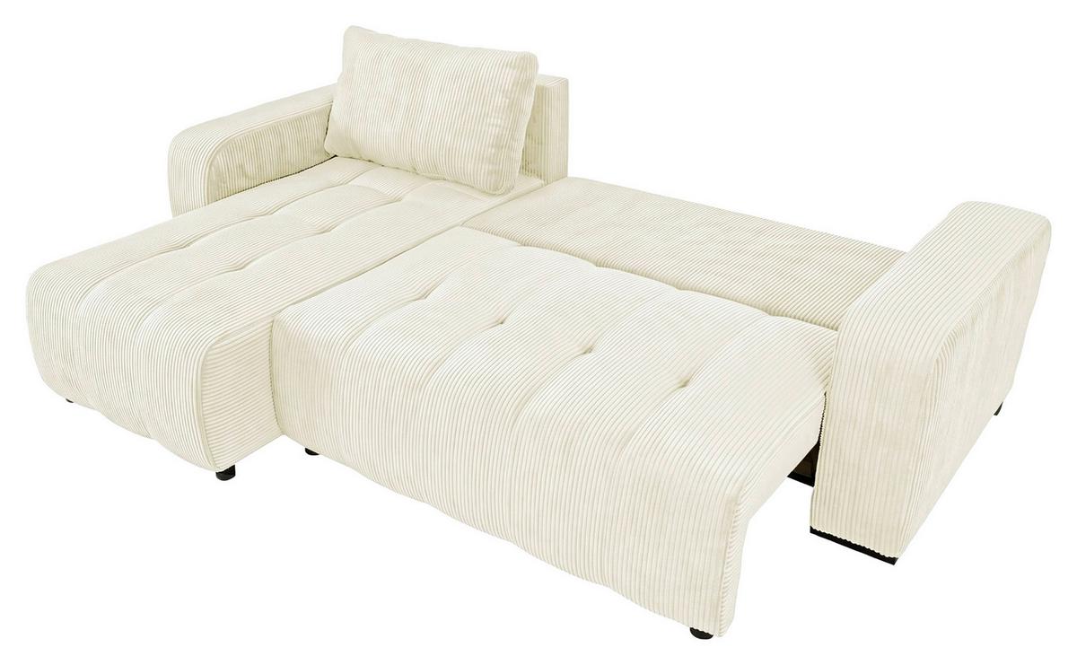 Ecksofa mit Bettfunktion Marseille, beige - Beige/Schwarz, Trend, Holz/Holzwerkstoff (155/240cm)