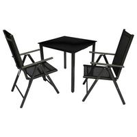 Kertibútor-garnitúra 3tlg. Alu Sitzgruppe 80x80 - fekete/antracit, Basics, üveg/fém - Gardenson