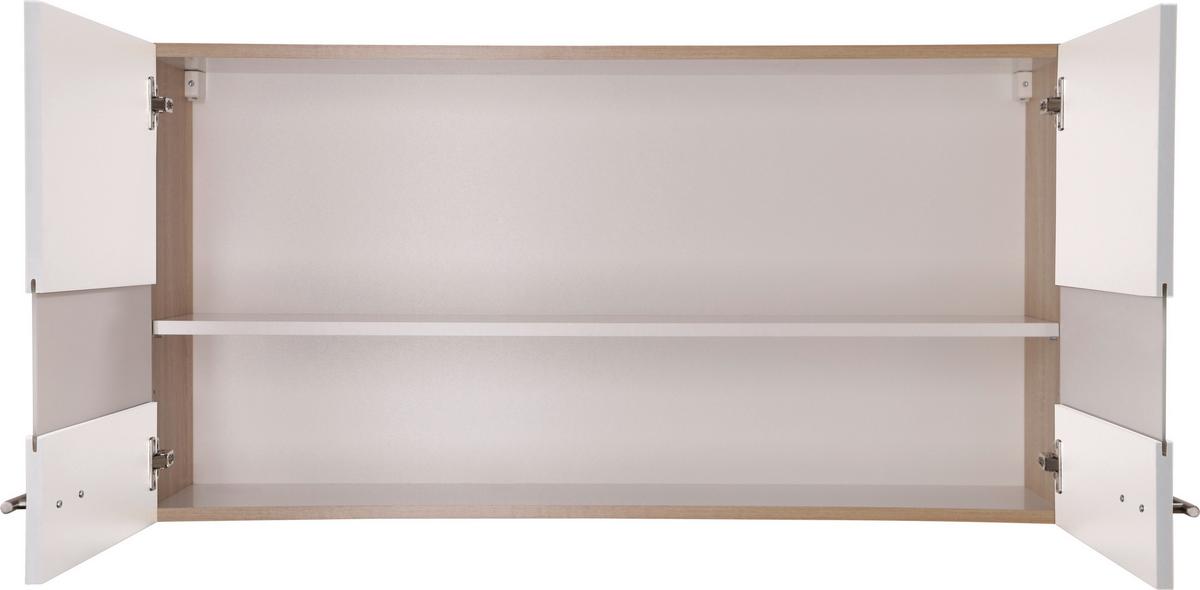 Küchenoberschrank Merle Weiß/Eiche Dekor B:110cm - Eichefarben/Weiß, Basics, Glas/Holzwerkstoff (110/56,1/34,6cm) - Respekta