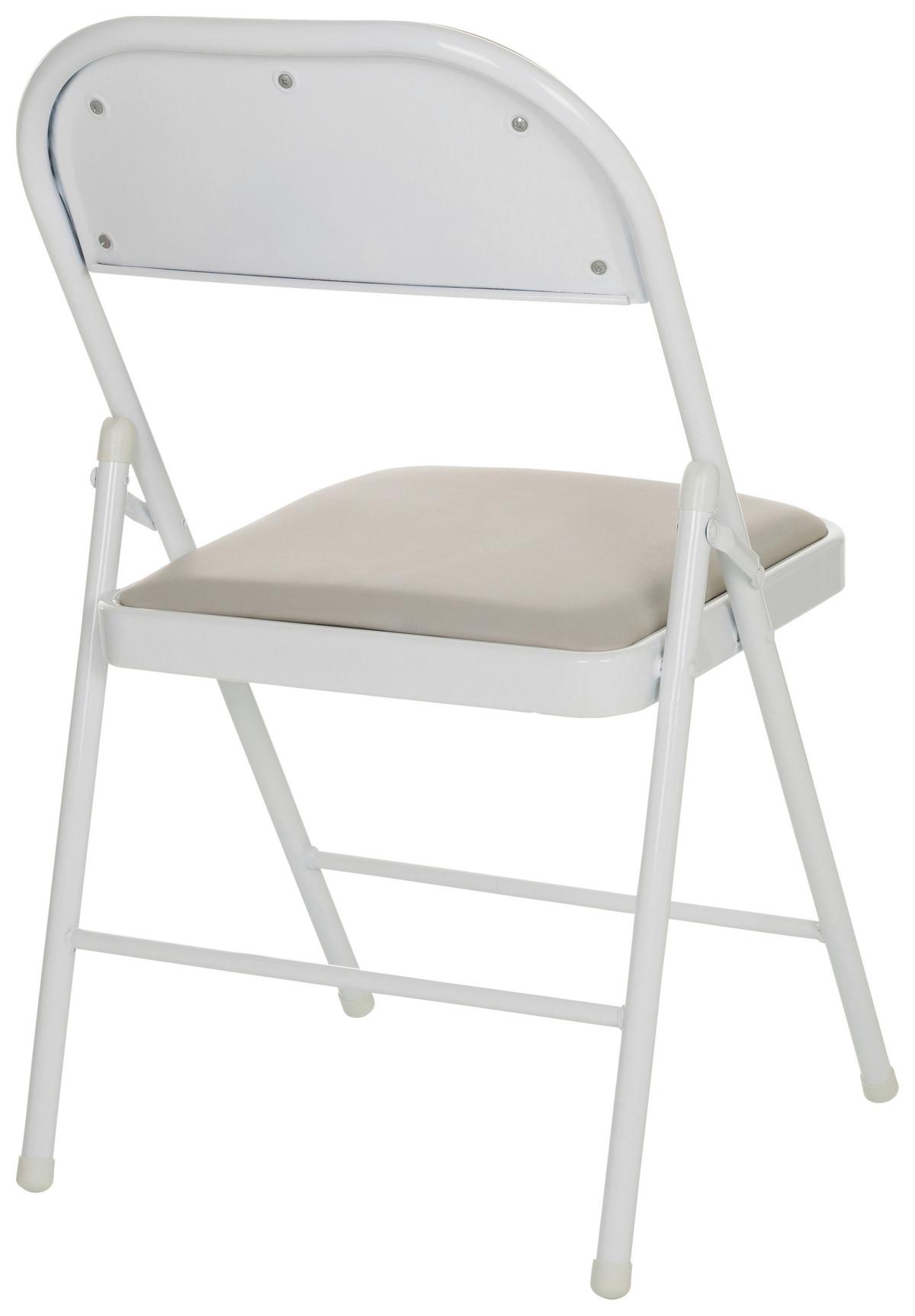 Klappstuhl Tudela W - Weiß/Grau, Basics, Leder/Metall (44/80/49cm) - MID.YOU