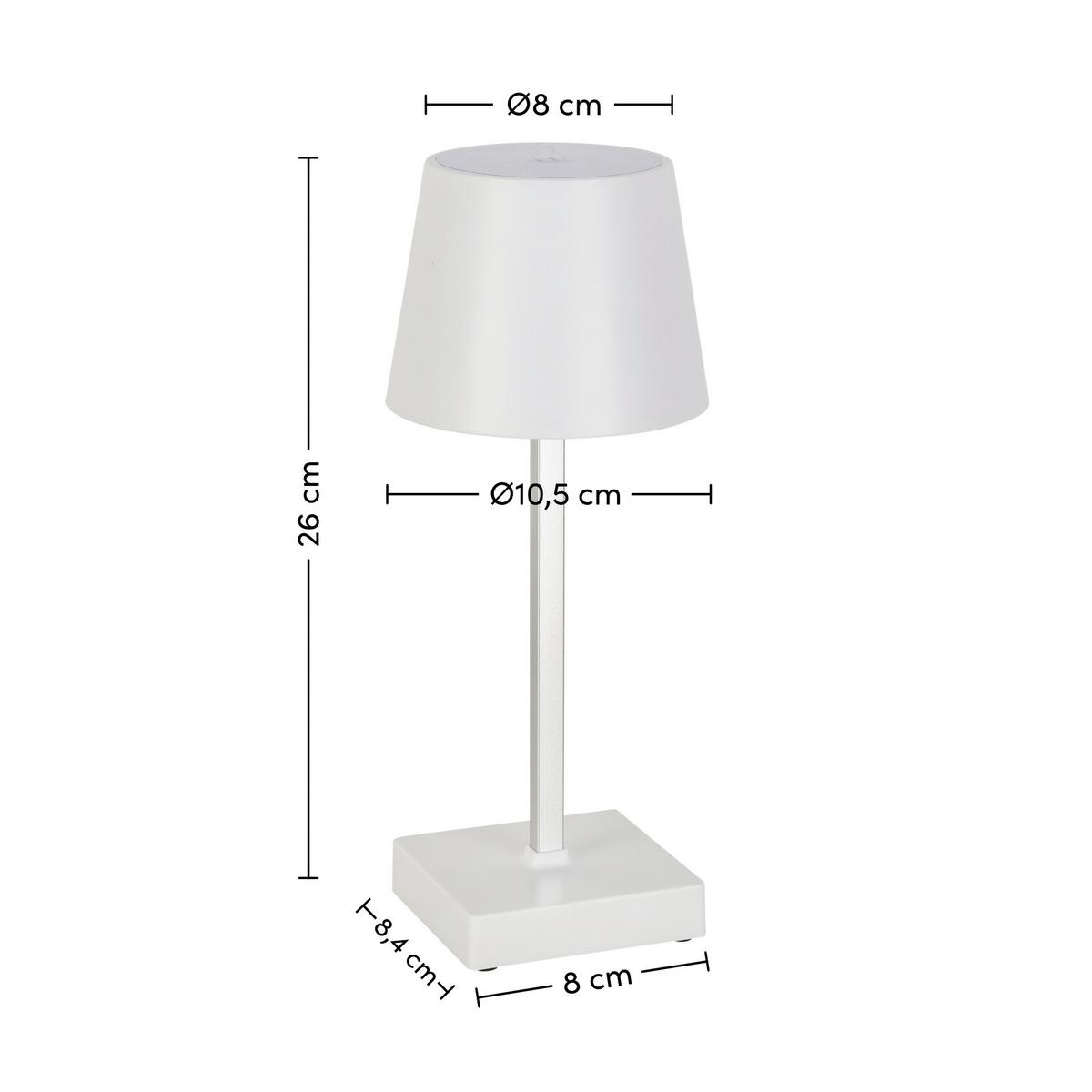 STOLNÍ LAMPA NA BATERIE GOPI - bílá/barvy stříbra, Romantický / Rustikální, kov/plast (10,5/26cm) - Modern Living