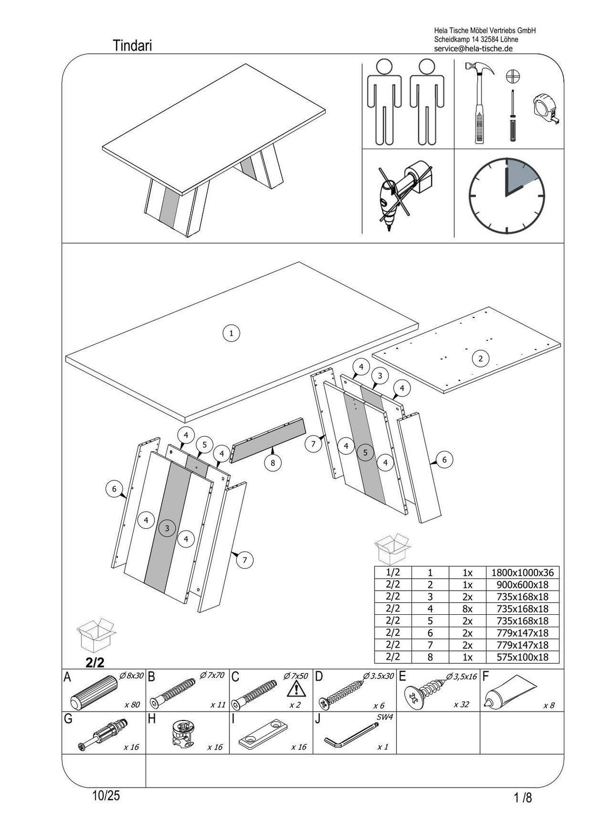 ESSTISCH TINDARI T - Eichefarben/Schwarz, MODERN, Holzwerkstoff (100/180/76cm) - P & B