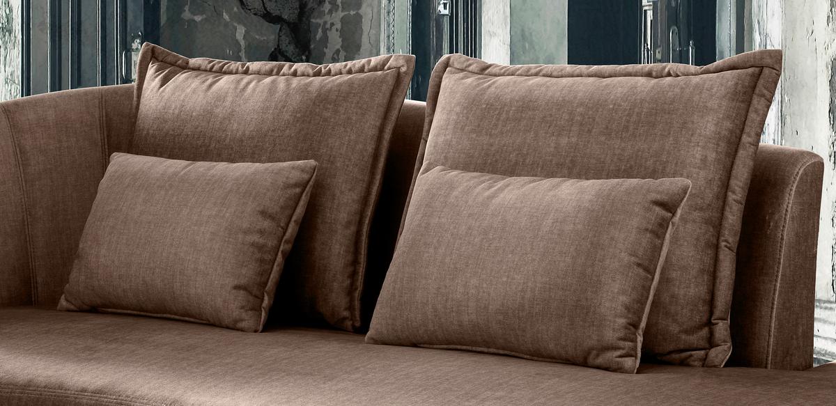 Ottomane Pistaccio Hellbraun Velours, Rücken Echt B: 211 cm - Hellbraun/Schwarz, MODERN, Textil (211/85/101cm) - Livetastic