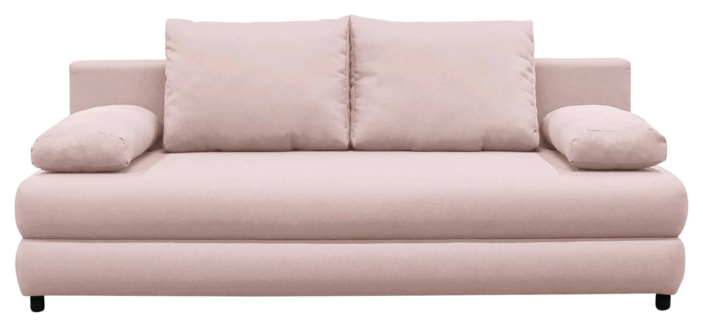 Schlafsofa Mela Rosa B: 200 cm - Schwarz/Rosa, Design, Textil (200/88/87cm) - P & B